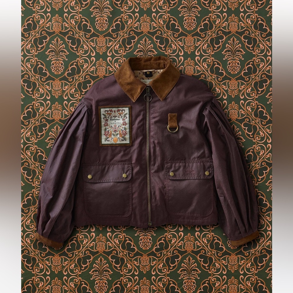 Barbour Farm Rio Thais Waxed Jacket Bow Details Cropped Oversized - Picture 3 of 12
